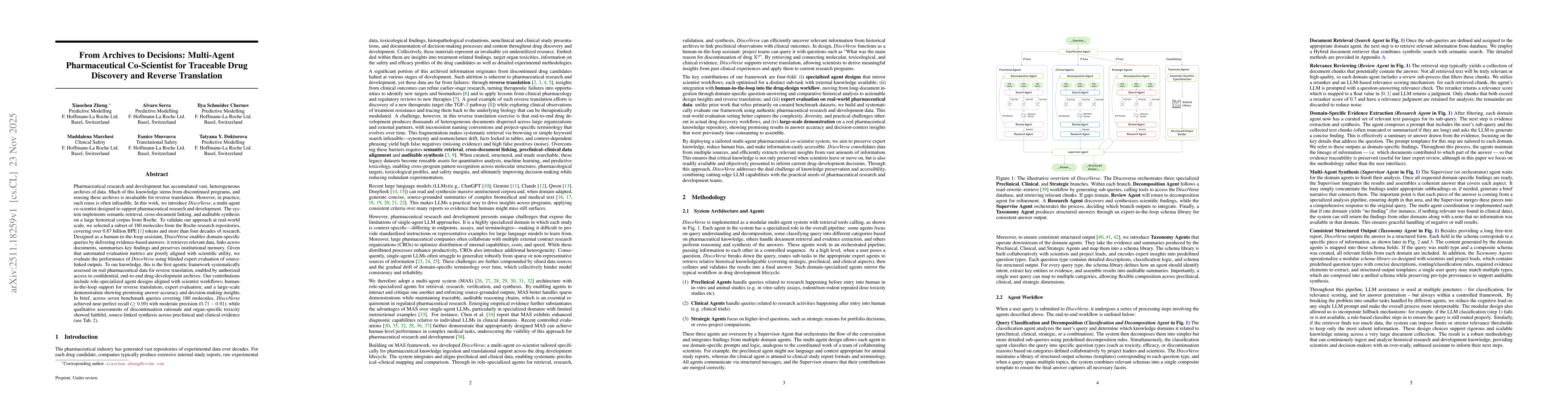 Thumbnail for From Archives to Decisions: Multi-Agent Pharmaceutical Co-Scientist for Traceable Drug Discovery and Reverse Translation
