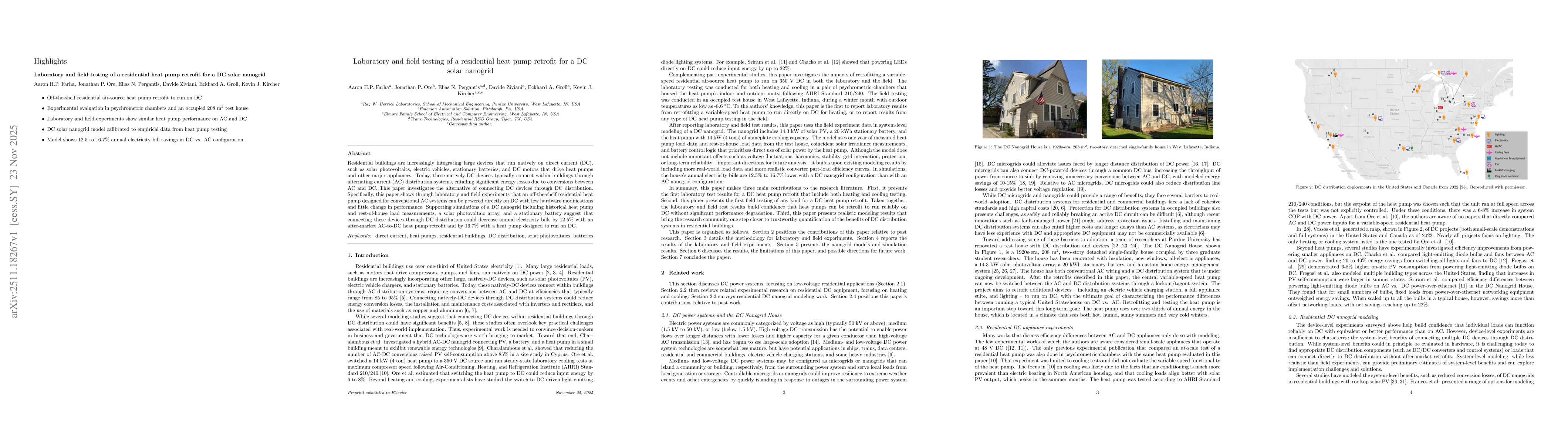 Thumbnail for Laboratory and field testing of a residential heat pump retrofit for a DC solar nanogrid