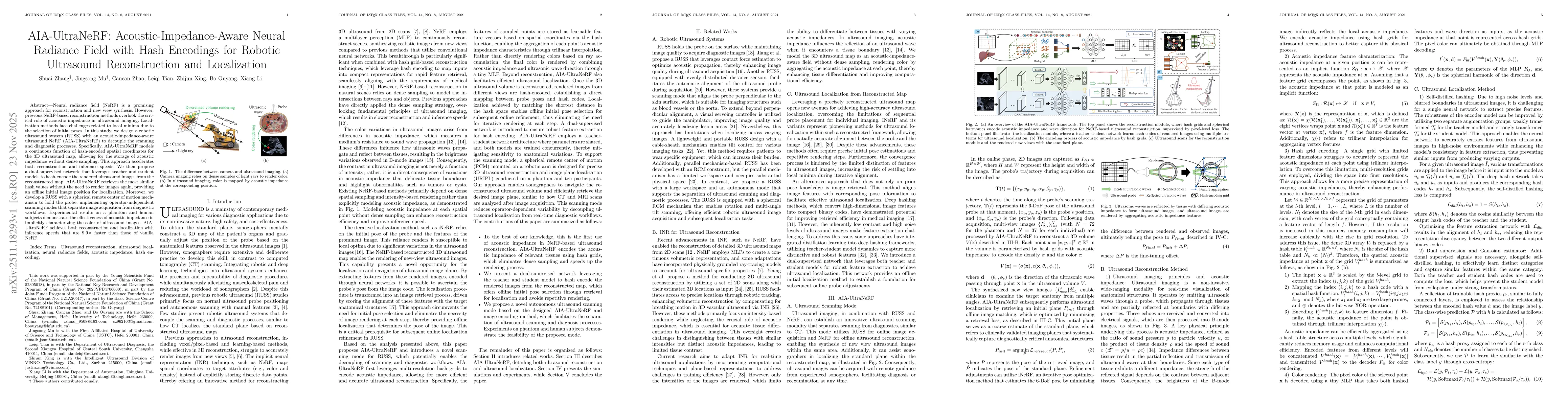 Thumbnail for AIA-UltraNeRF:Acoustic-Impedance-Aware Neural Radiance Field with Hash Encodings for Robotic Ultrasound Reconstruction and Localization