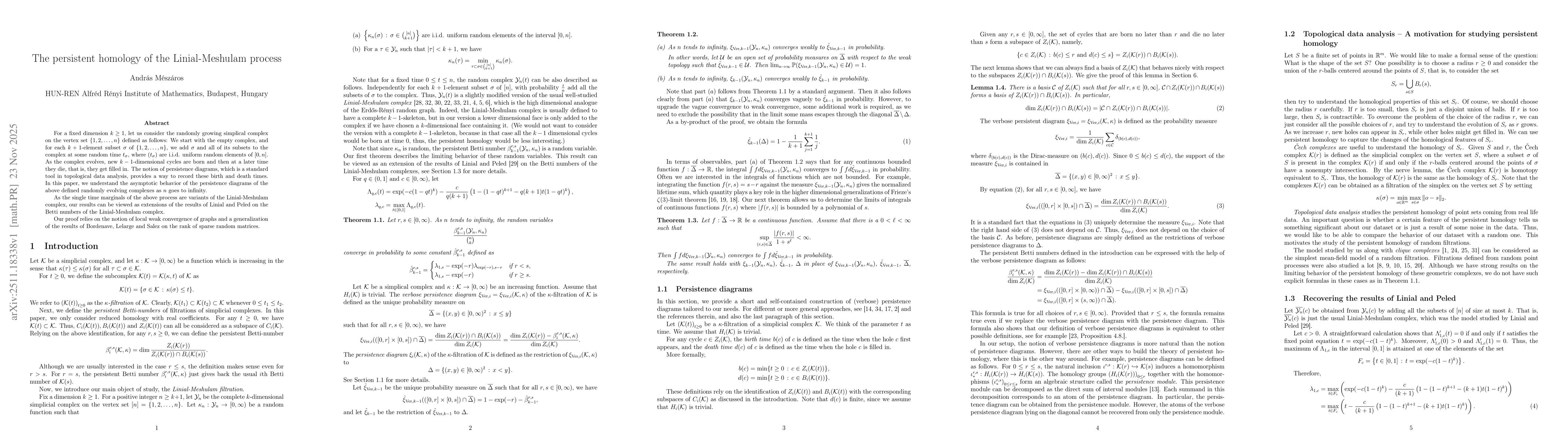 Thumbnail for The persistent homology of the Linial-Meshulam process