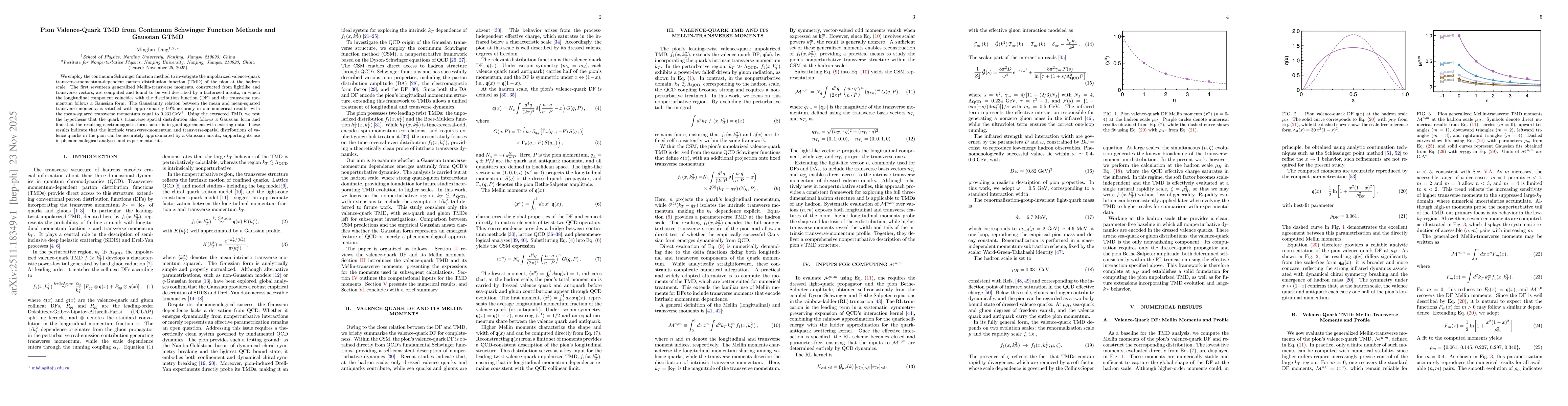 Thumbnail for Pion Valence-Quark TMD from Continuum Schwinger Function Methods and Gaussian GTMD