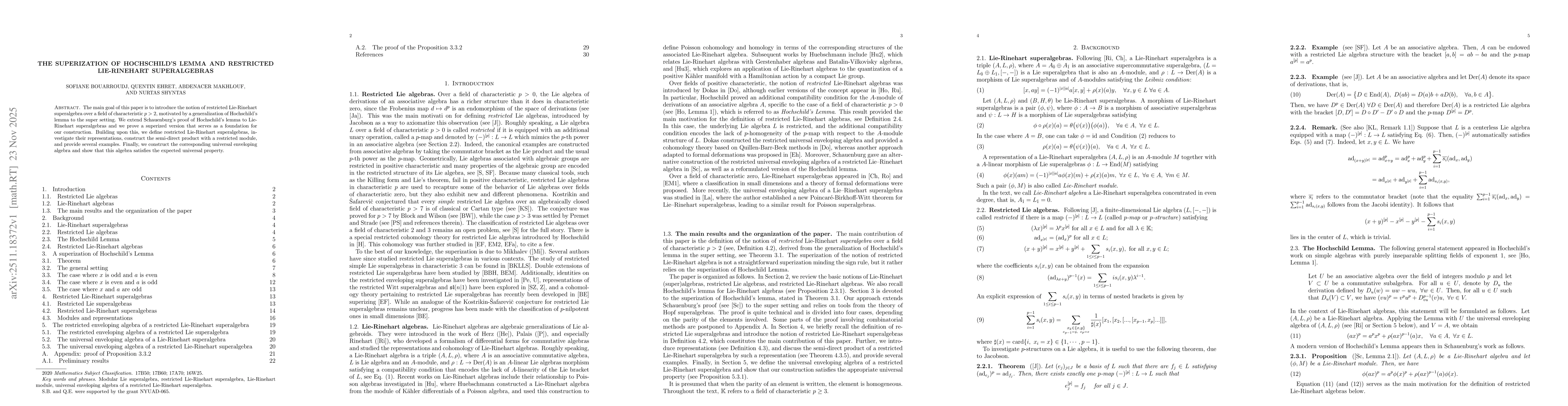 Thumbnail for The Superization of Hochschild's Lemma and Restricted Lie-Rinehart Superalgebras