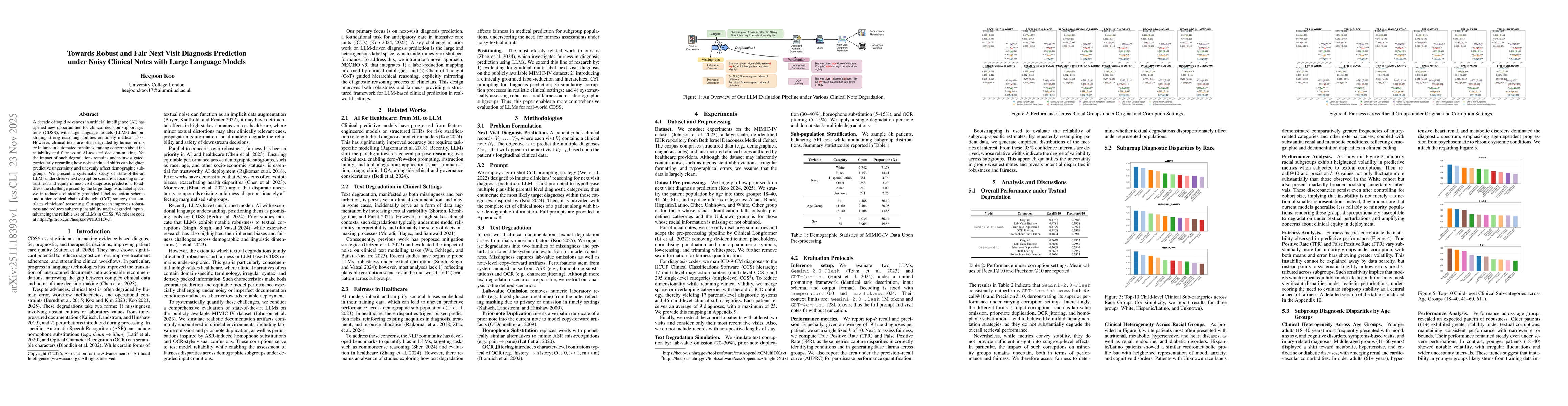 Thumbnail for Towards Robust and Fair Next Visit Diagnosis Prediction under Noisy Clinical Notes with Large Language Models