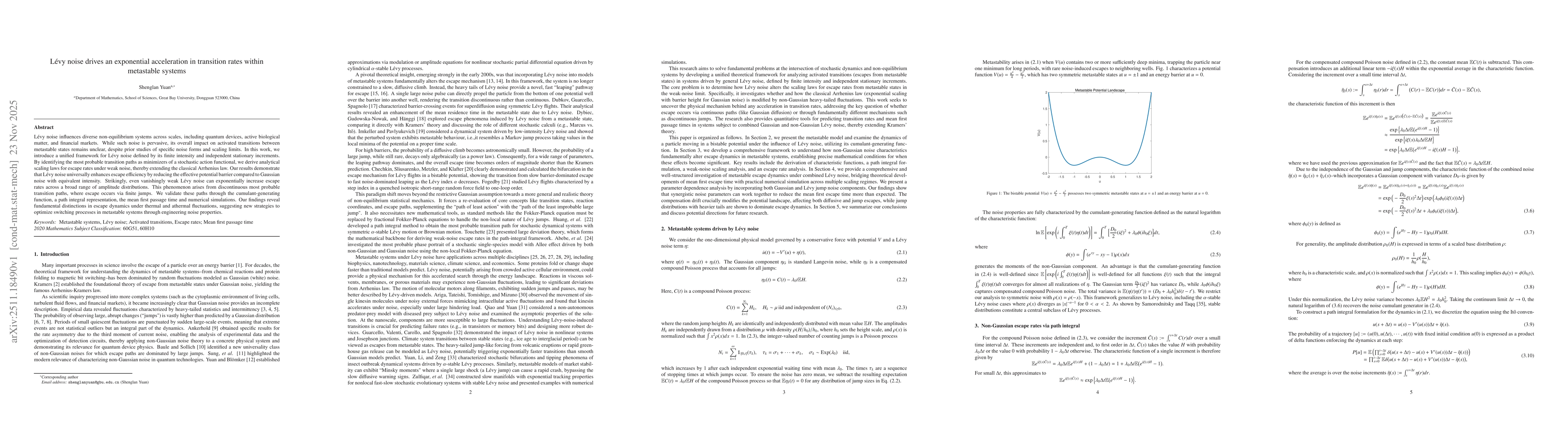 Thumbnail for Lévy noise drives an exponential acceleration in transition rates within metastable systems