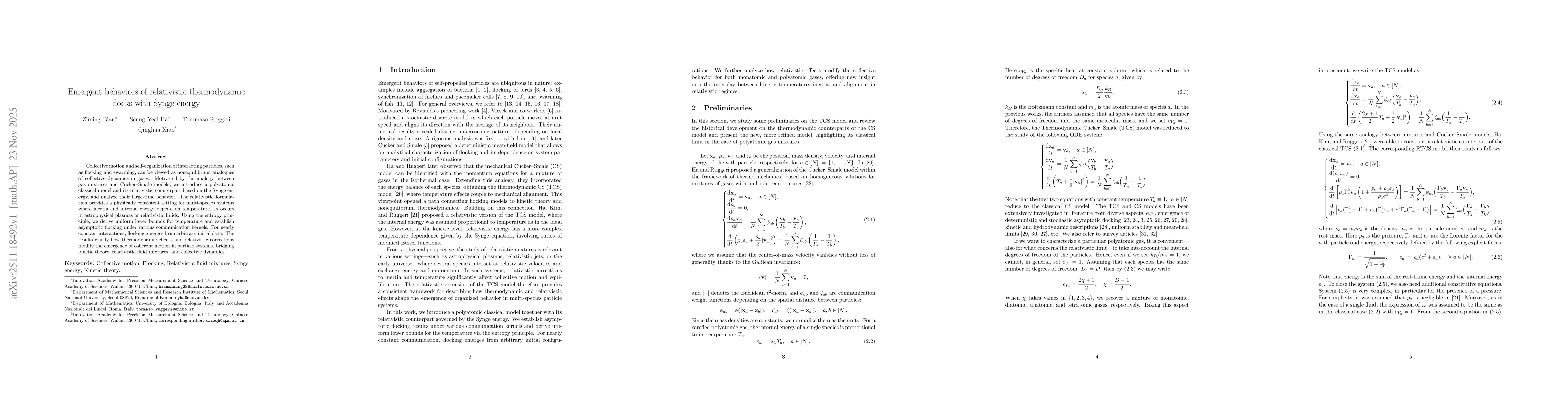 Thumbnail for Emergent behaviors of relativistic thermodynamic flocks with Synge energy