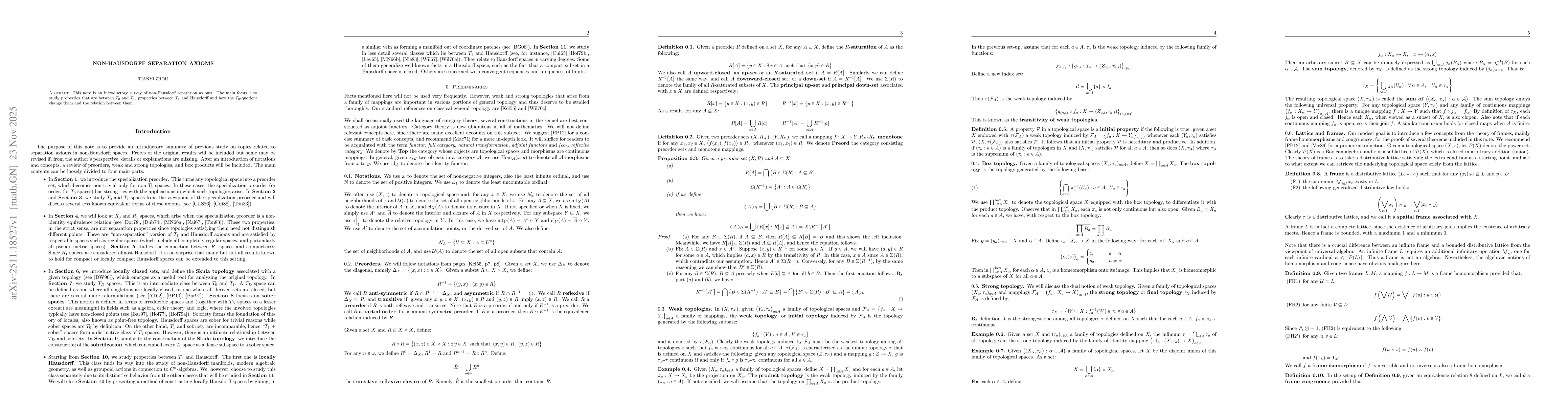 Thumbnail for Non-Hausdorff Separation Axioms