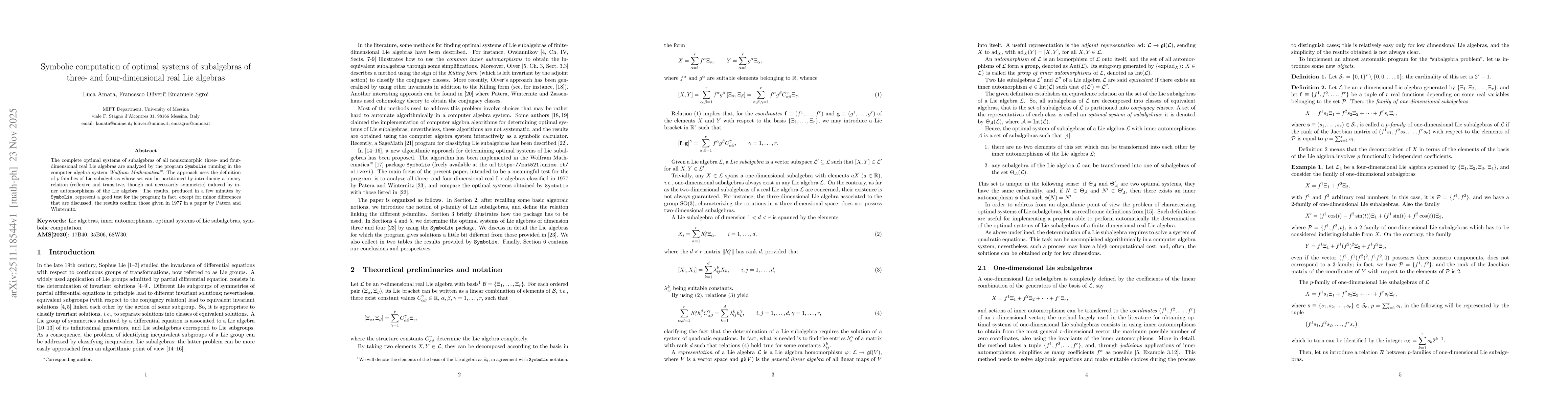 Thumbnail for Symbolic computation of optimal systems of subalgebras of three- and four-dimensional real Lie algebras