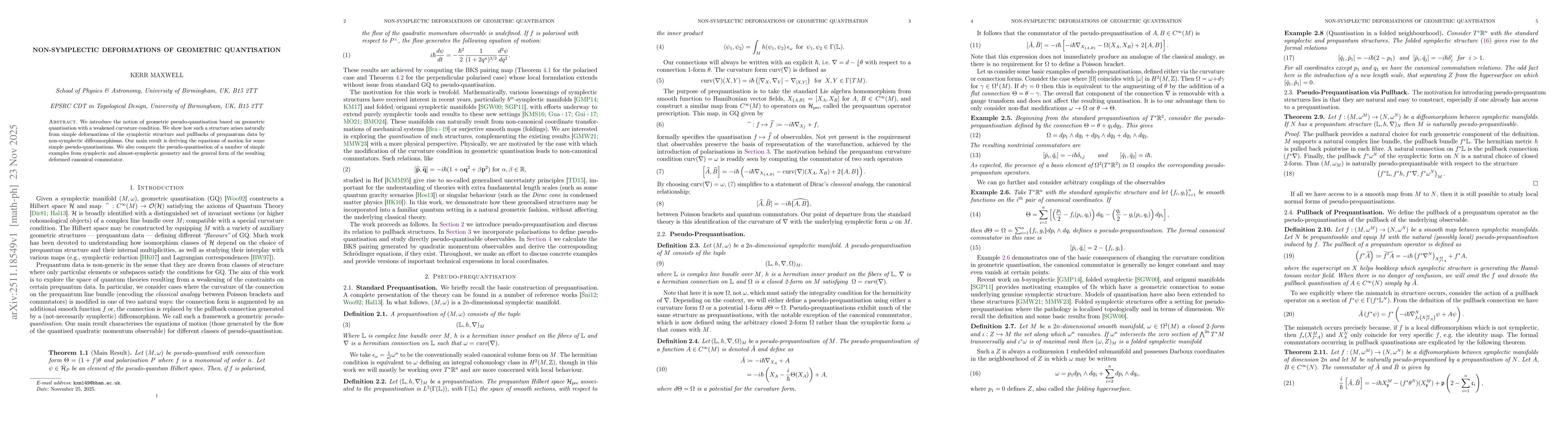 Thumbnail for Non-Symplectic Deformations of Geometric Quantisation