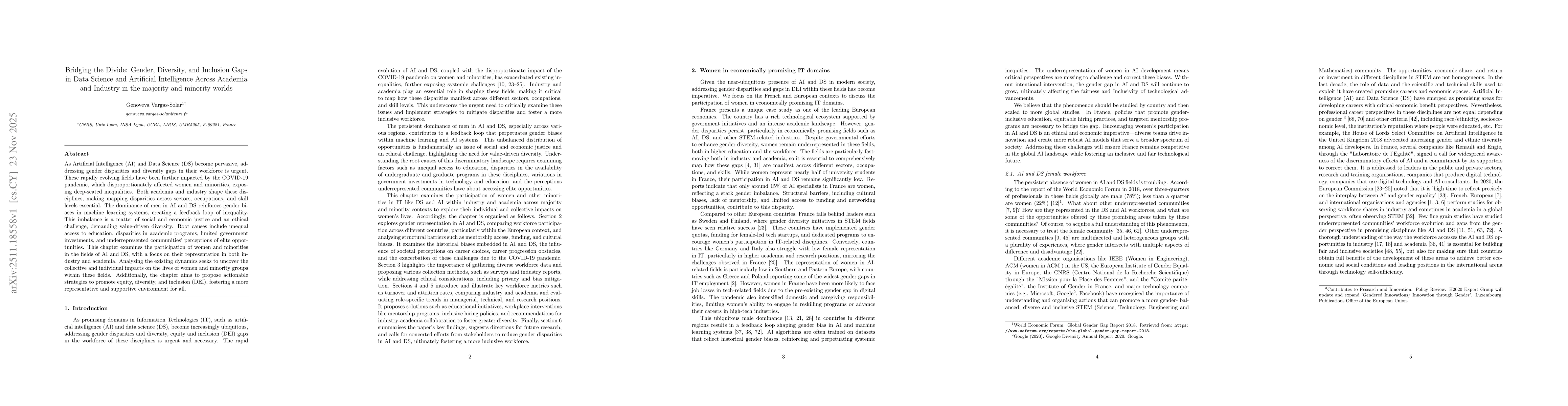 Thumbnail for Bridging the Divide: Gender, Diversity, and Inclusion Gaps in Data Science and Artificial Intelligence Across Academia and Industry in the majority and minority worlds