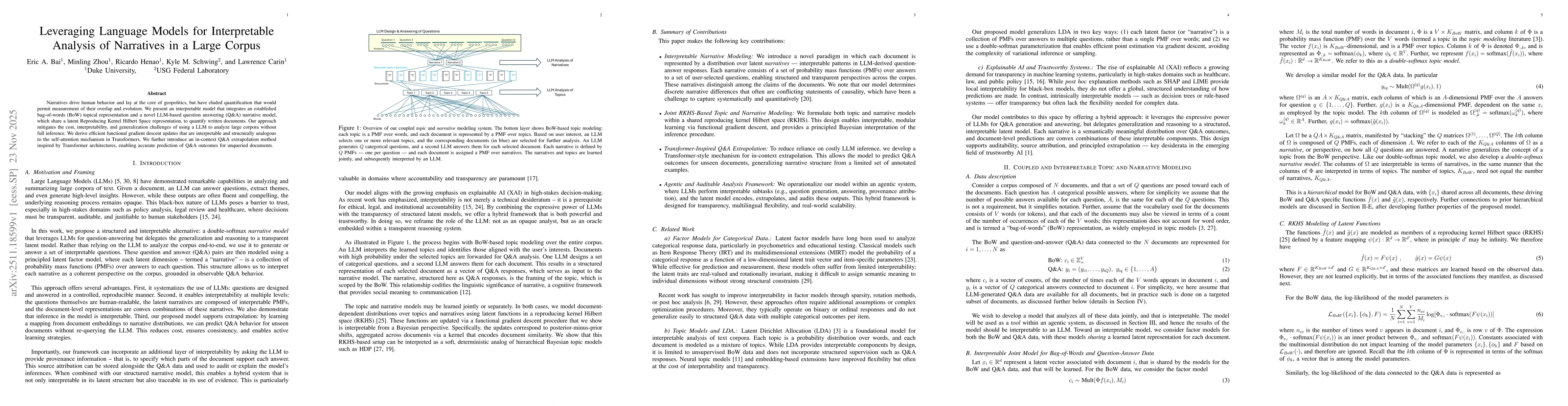 Thumbnail for Leveraging Language Models for Interpretable Analysis of Narratives in a Large Corpus