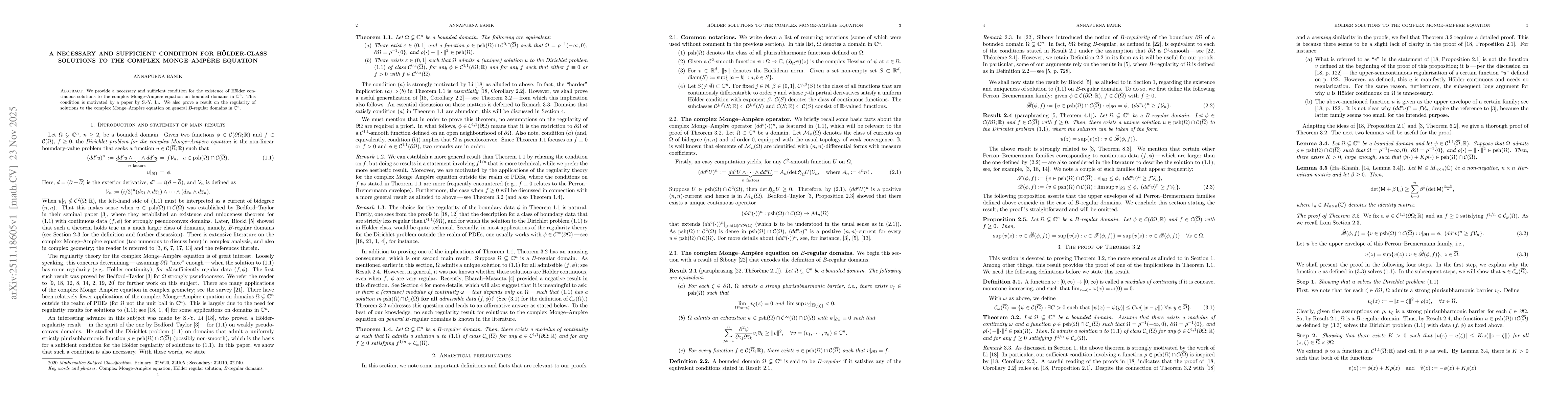 Thumbnail for A necessary and sufficient condition for Hölder-class solutions to the complex Monge--Ampère equation