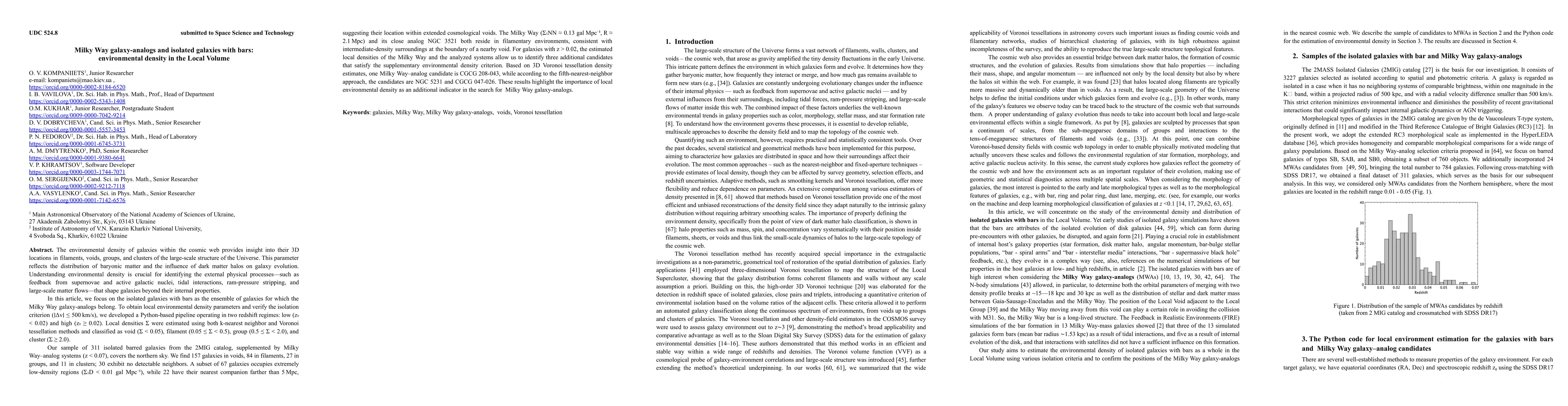 Thumbnail for Milky Way galaxy-analogs and isolated galaxies with bars: environmental density in the Local Volume
