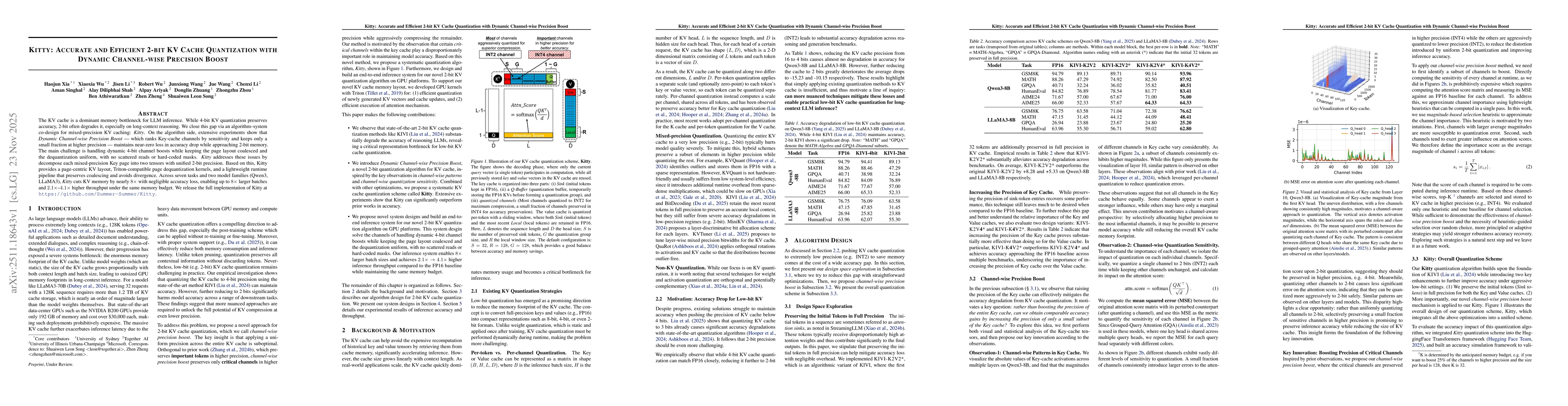 Thumbnail for Kitty: Accurate and Efficient 2-bit KV Cache Quantization with Dynamic Channel-wise Precision Boost