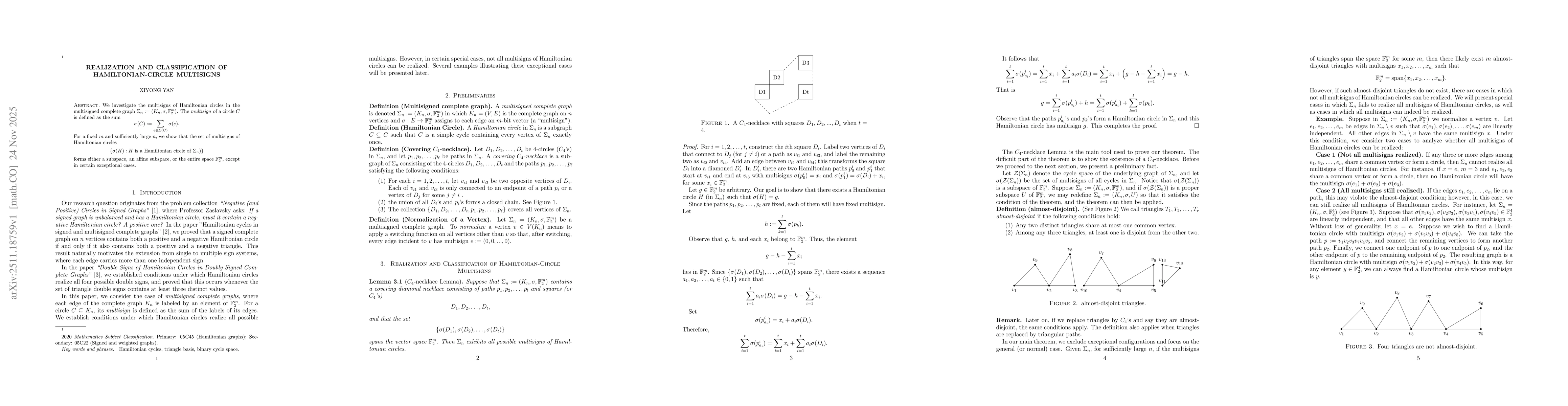 Thumbnail for Realization and classification of Hamiltonian-circle multisigns