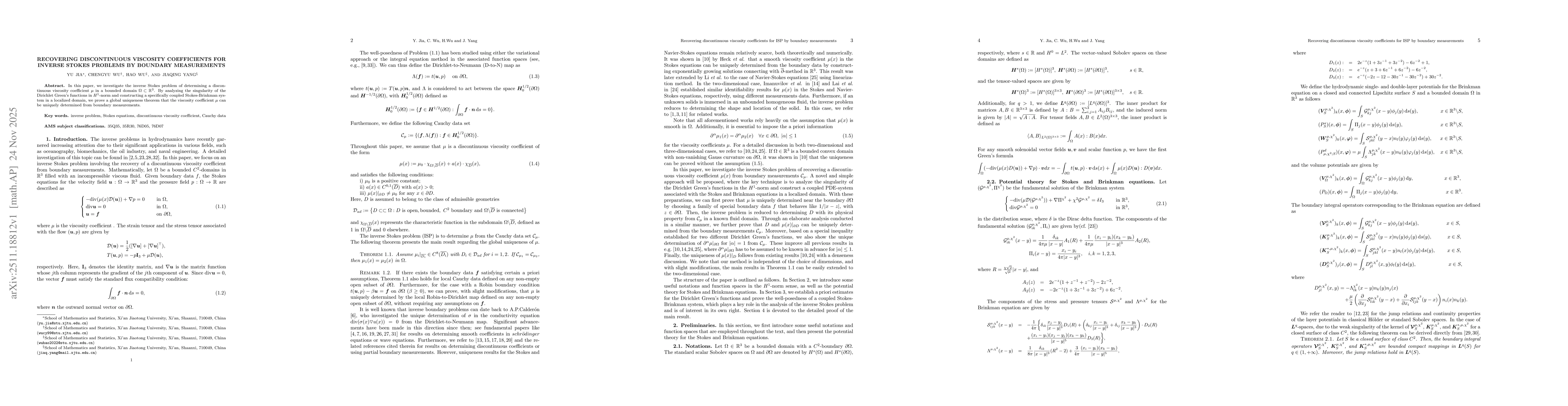 Thumbnail for Recovering discontinuous viscosity coefficients for inverse Stokes problems by boundary measurements