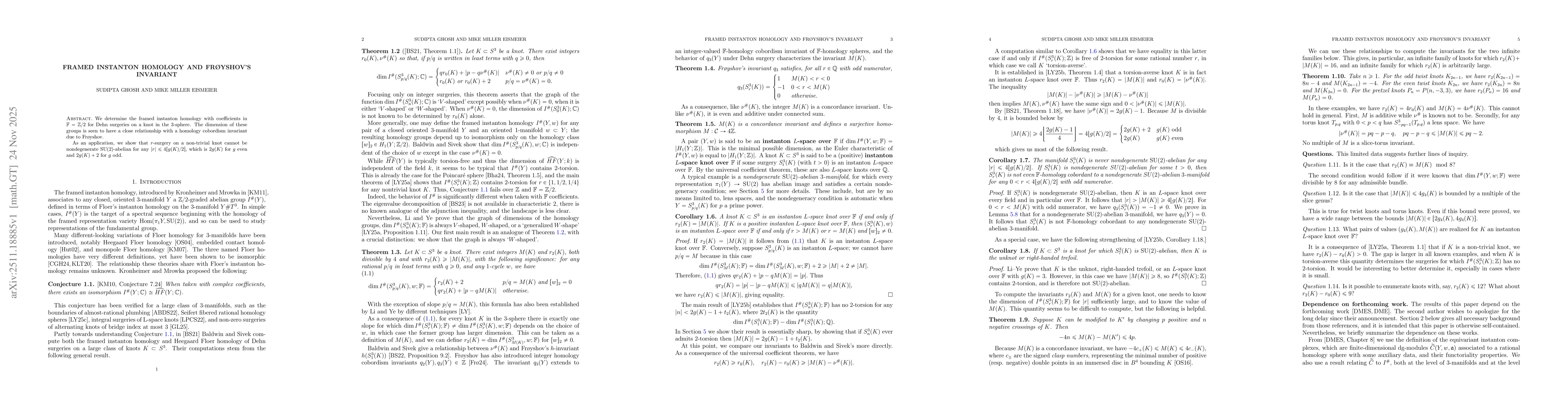 Thumbnail for Framed instanton homology and Frøyshov's invariant
