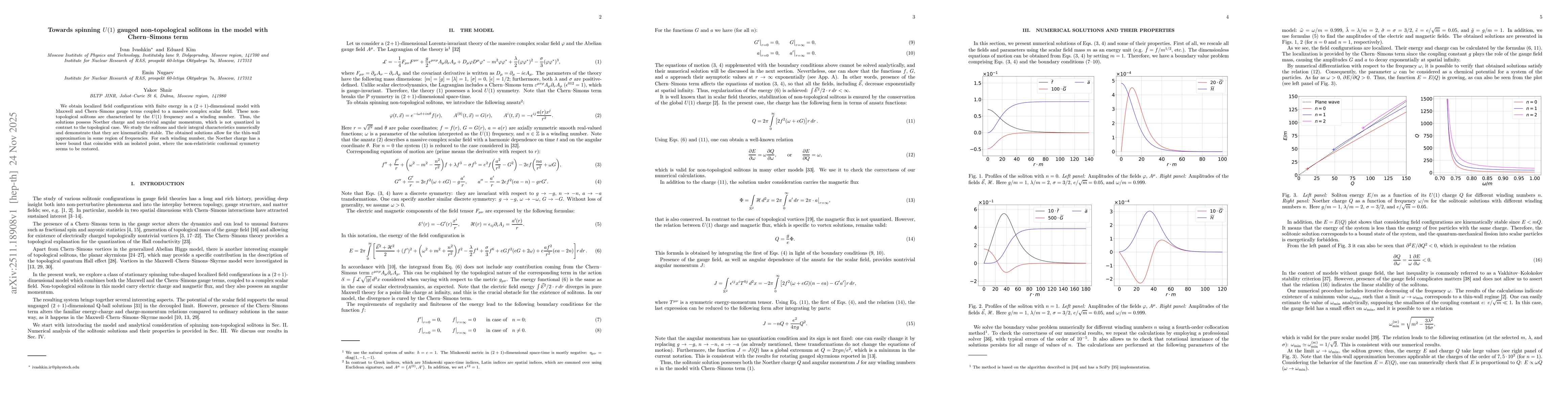Thumbnail for Towards spinning $U(1)$ gauged non-topological solitons in the model with Chern-Simons term