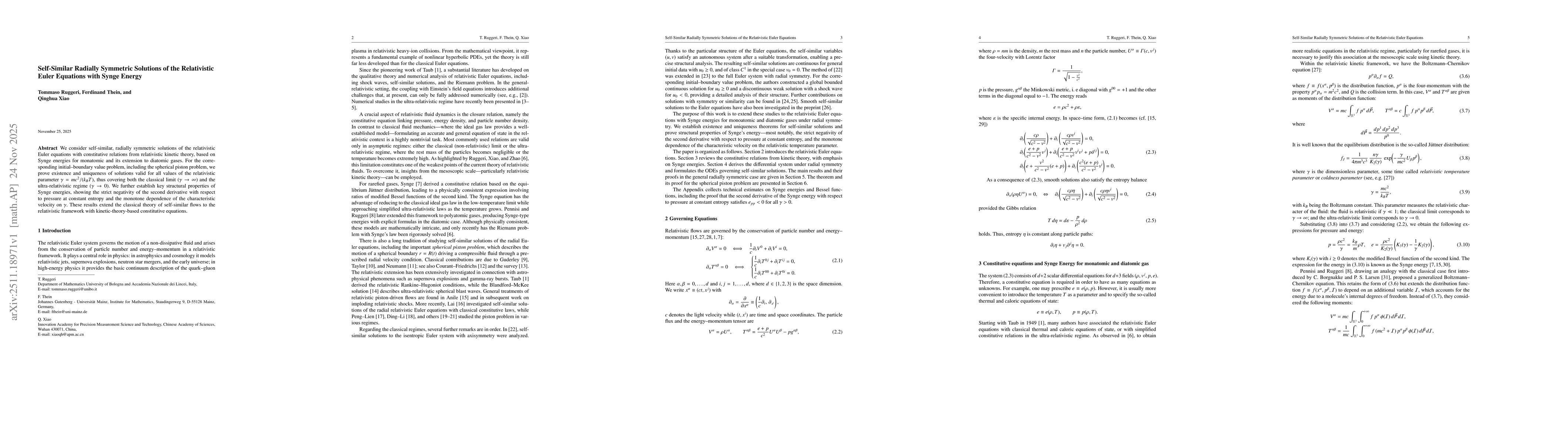 Thumbnail for Self-Similar Radially Symmetric Solutions of the Relativistic Euler Equations with Synge Energy