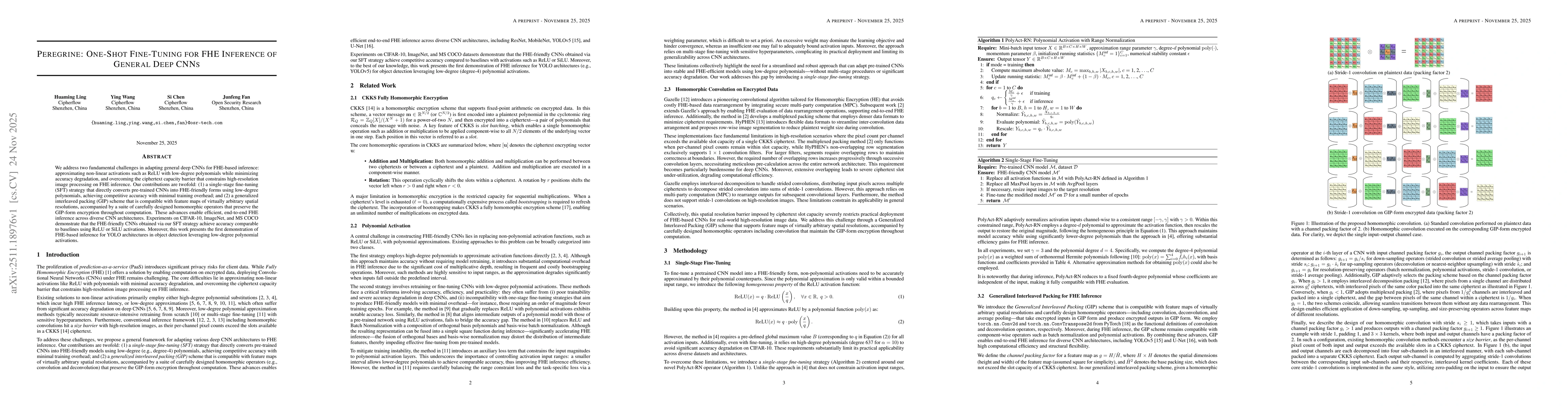 Thumbnail for Peregrine: One-Shot Fine-Tuning for FHE Inference of General Deep CNNs