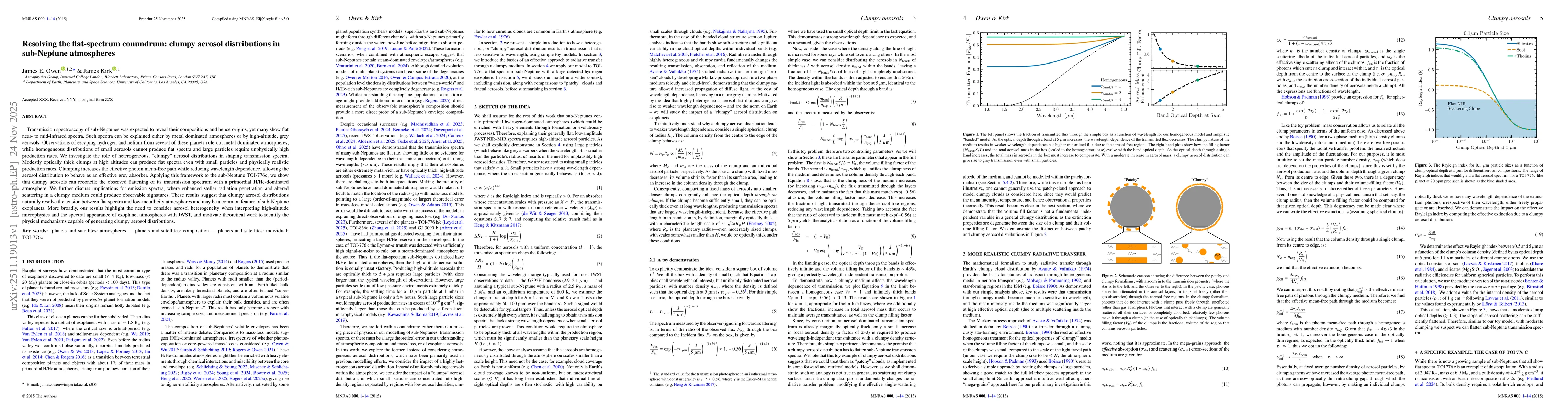 Thumbnail for Resolving the flat-spectrum conundrum: clumpy aerosol distributions in sub-Neptune atmospheres