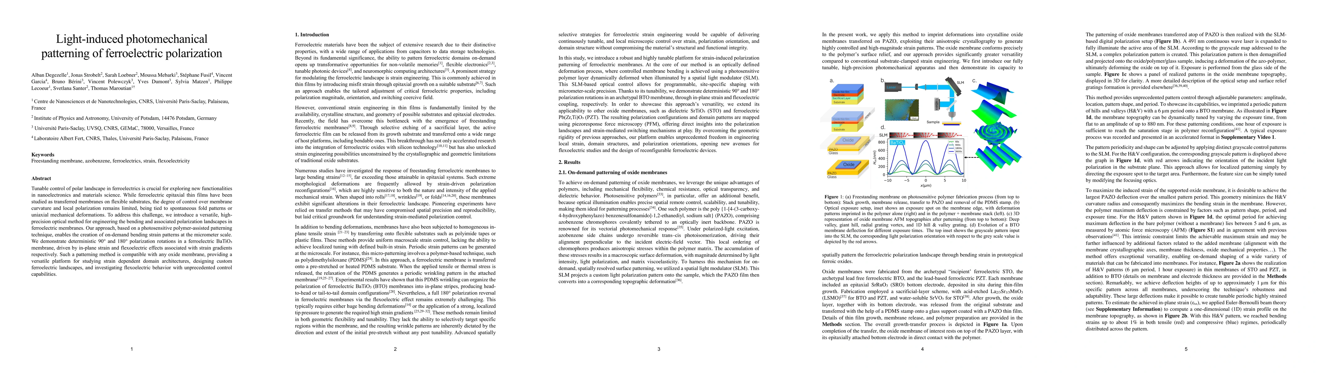 Thumbnail for Light-induced photomechanical patterning of ferroelectric polarization