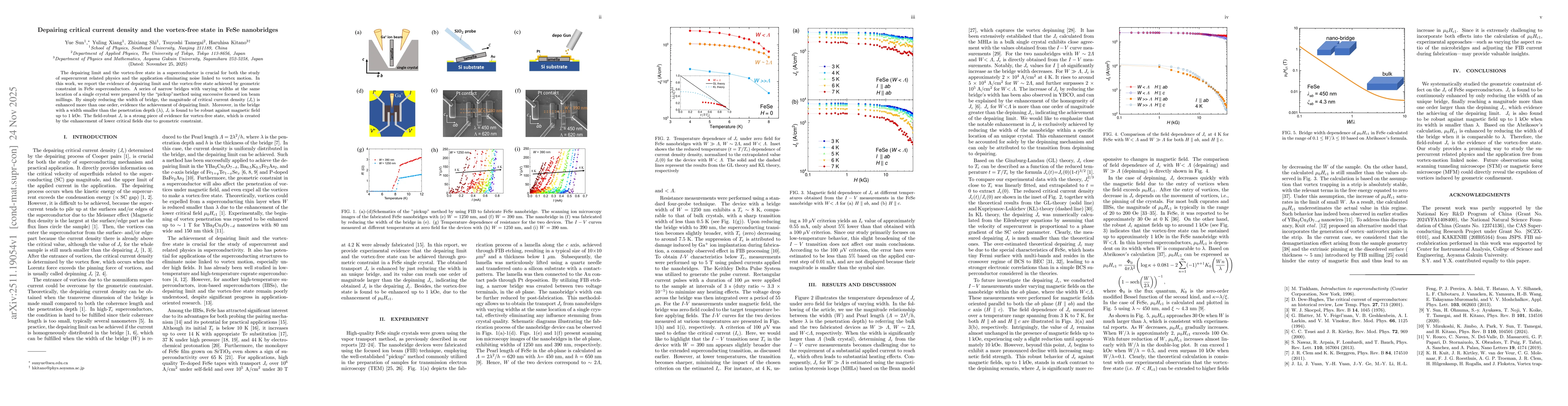 Thumbnail for Depairing critical current density and the vortex-free state in FeSe nanobridges