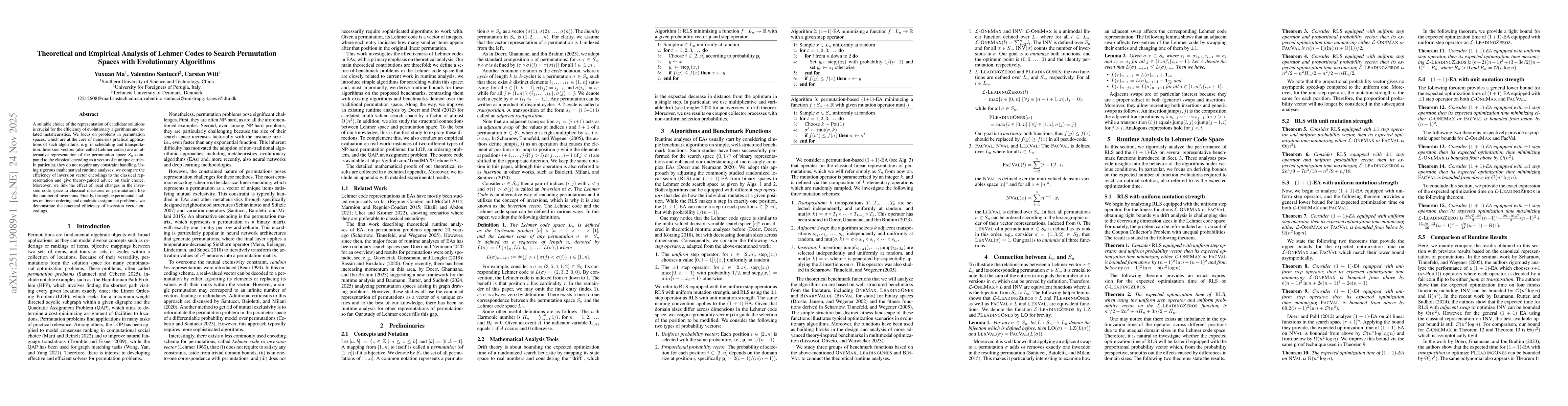 Thumbnail for Theoretical and Empirical Analysis of Lehmer Codes to Search Permutation Spaces with Evolutionary Algorithms