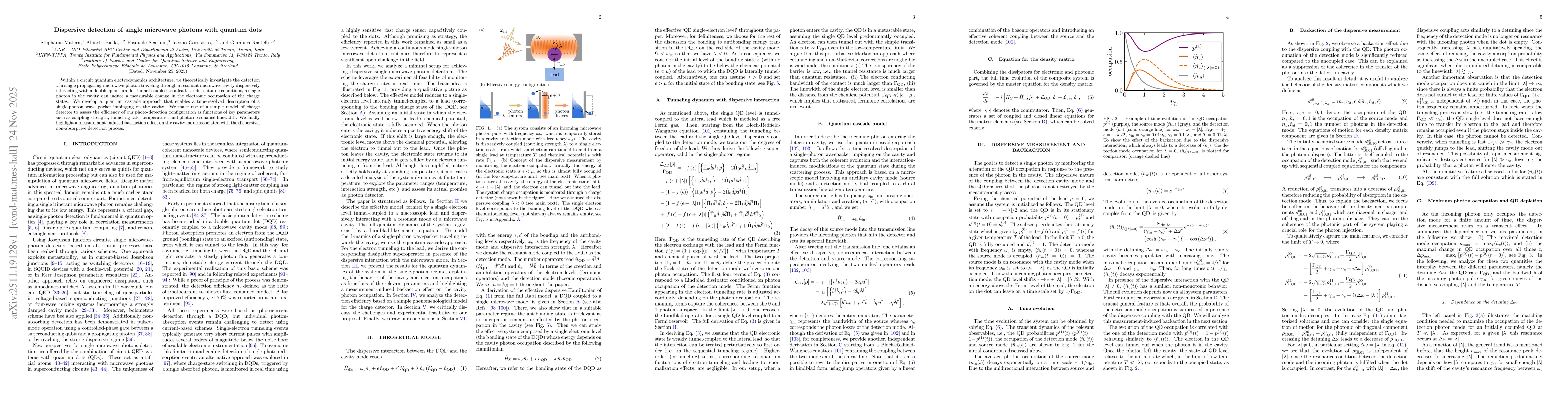 Thumbnail for Dispersive detection of single microwave photons with quantum dots