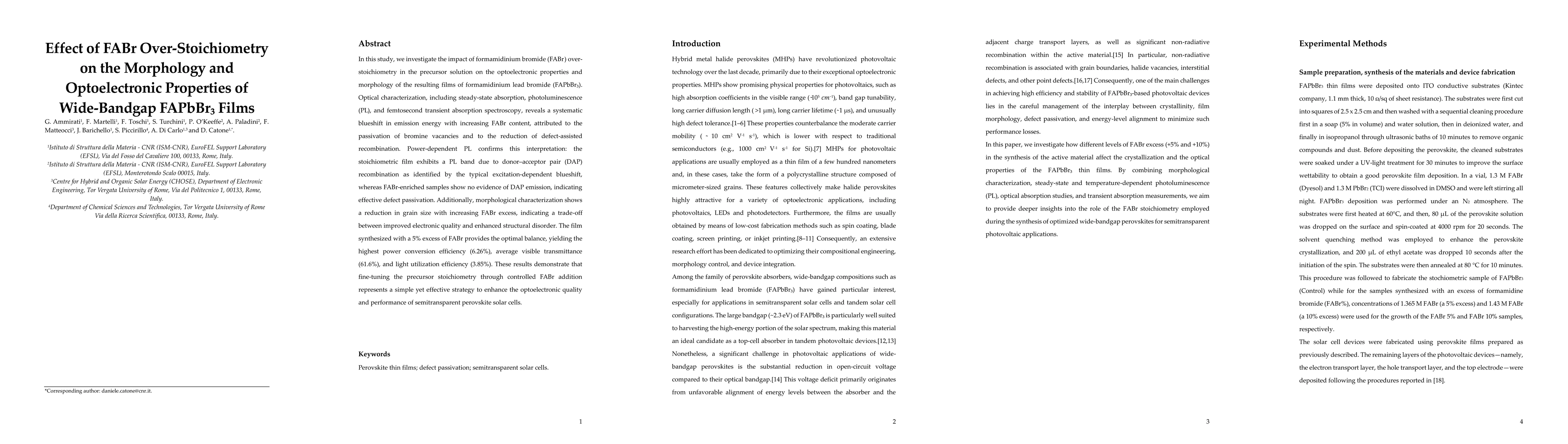 Thumbnail for Effect of FABr Over-Stoichiometry on the Morphology and Optoelectronic Properties of Wide-Bandgap FAPbBr_3 Films