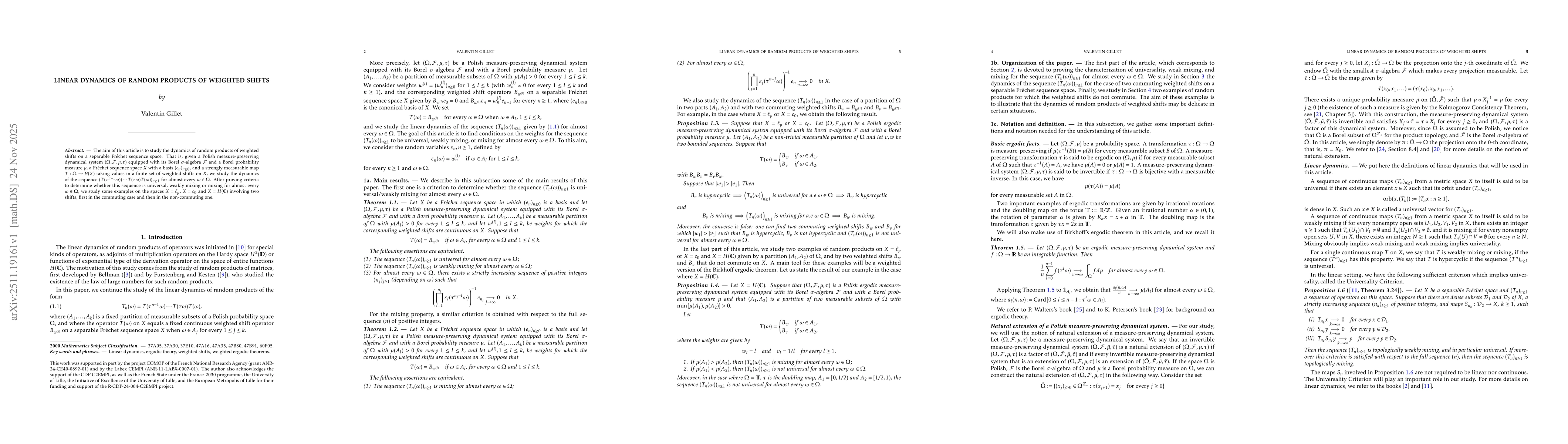 Thumbnail for Linear dynamics of random products of weighted shifts