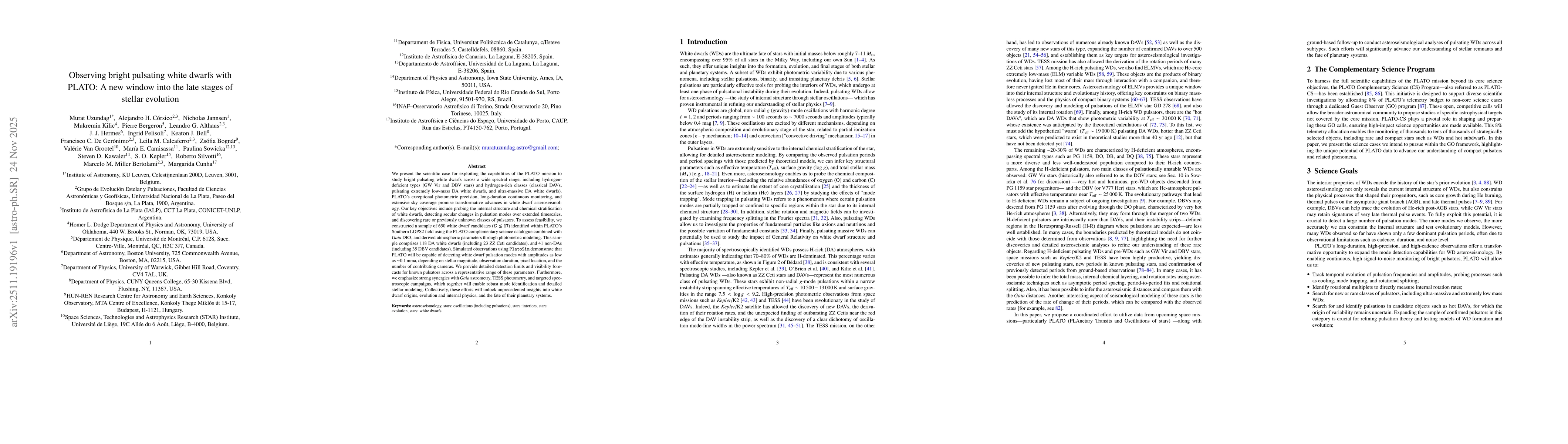 Thumbnail for Observing bright pulsating white dwarfs with PLATO: A new window into the late stages of stellar evolution
