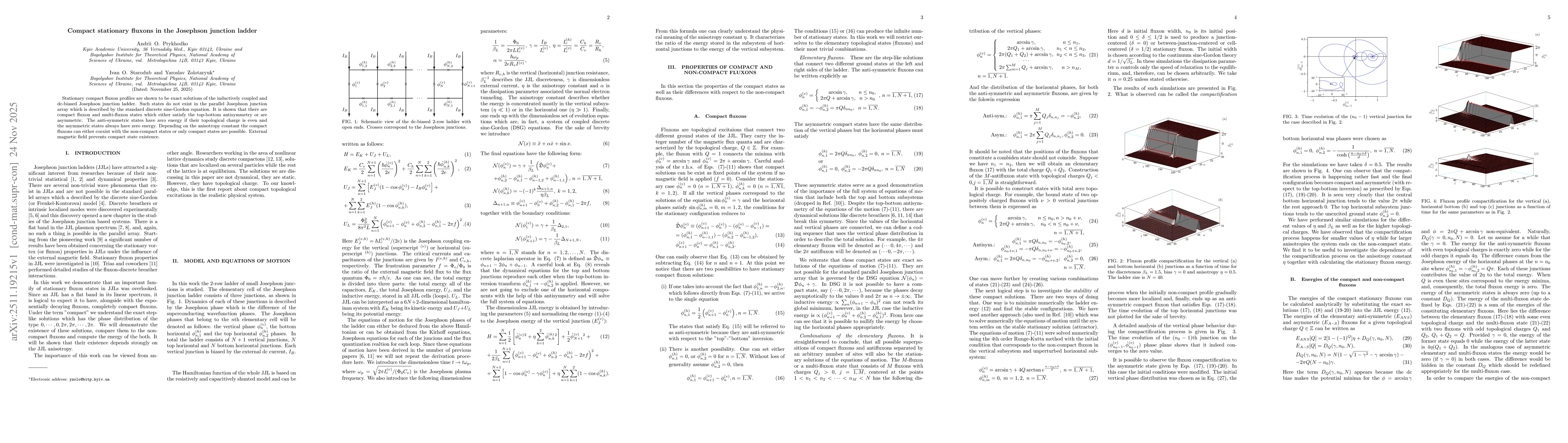 Thumbnail for Compact stationary fluxons in the Josephson junction ladder