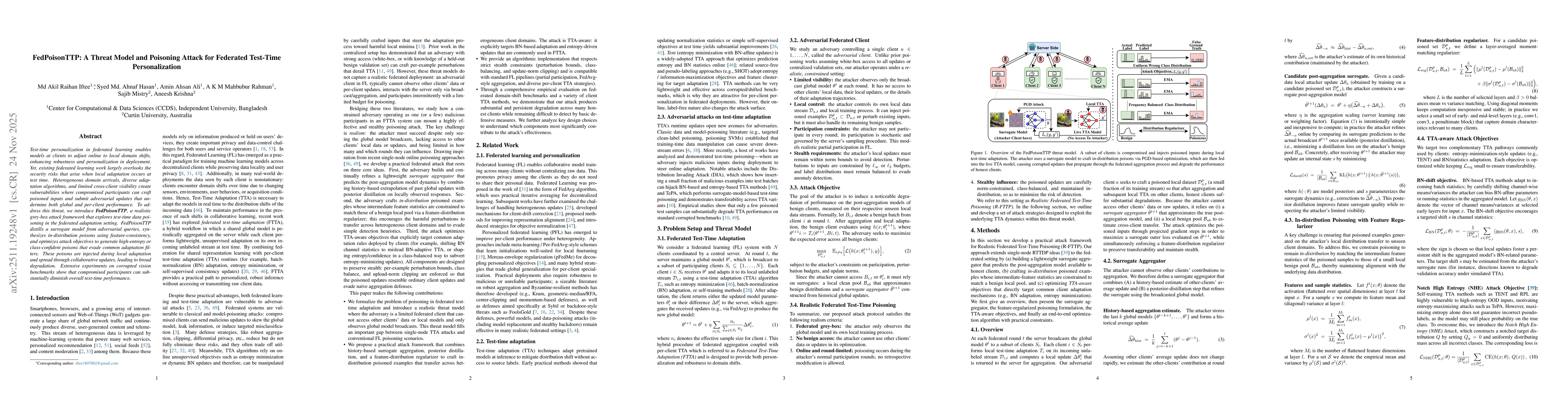 Thumbnail for FedPoisonTTP: A Threat Model and Poisoning Attack for Federated Test-Time Personalization