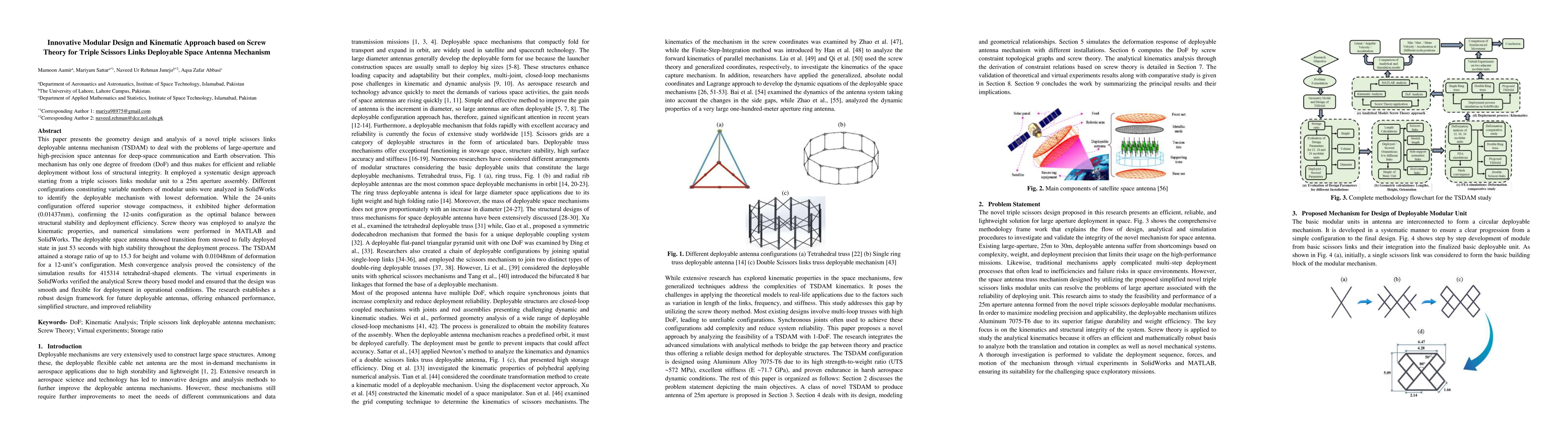 Thumbnail for Innovative Modular Design and Kinematic Approach based on Screw Theory for Triple Scissors Links Deployable Space Antenna Mechanism