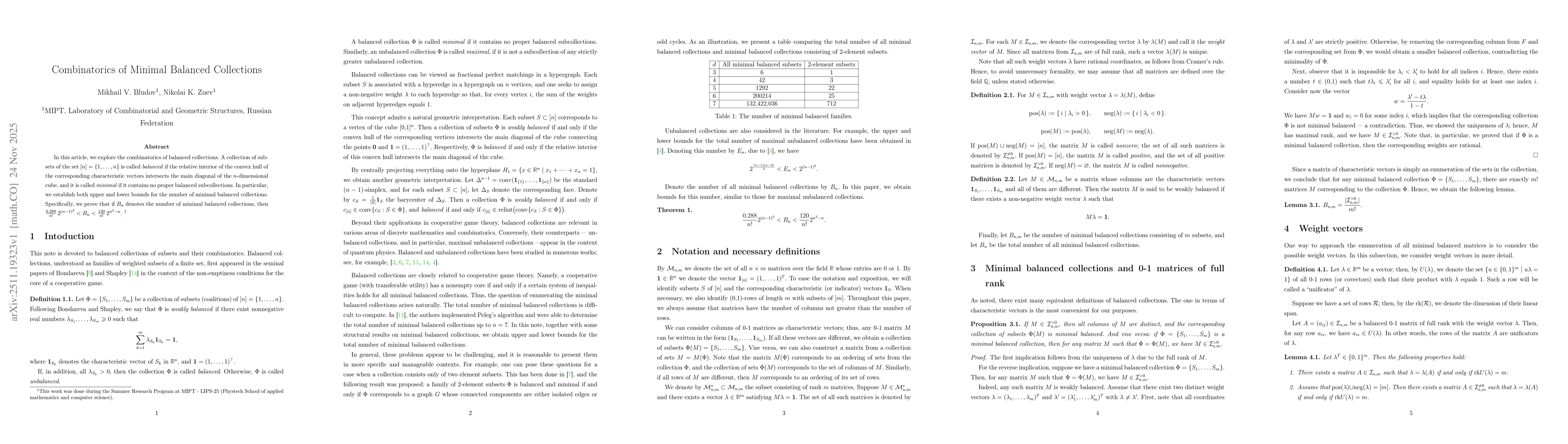 Thumbnail for Combinatorics of Minimal Balanced Collections