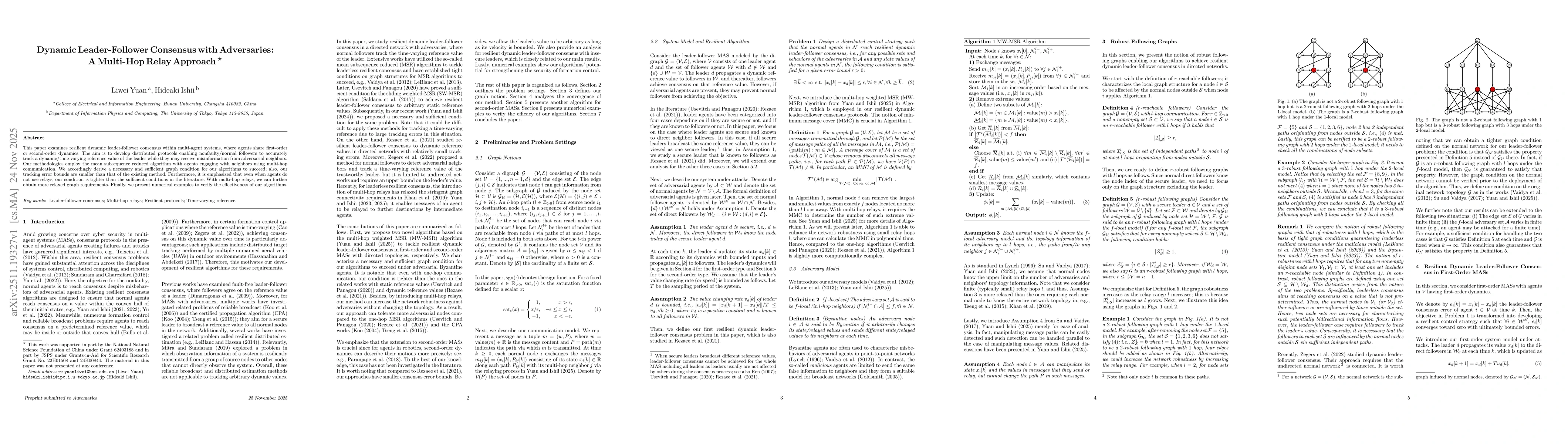 Thumbnail for Dynamic Leader-Follower Consensus with Adversaries: A Multi-Hop Relay Approach