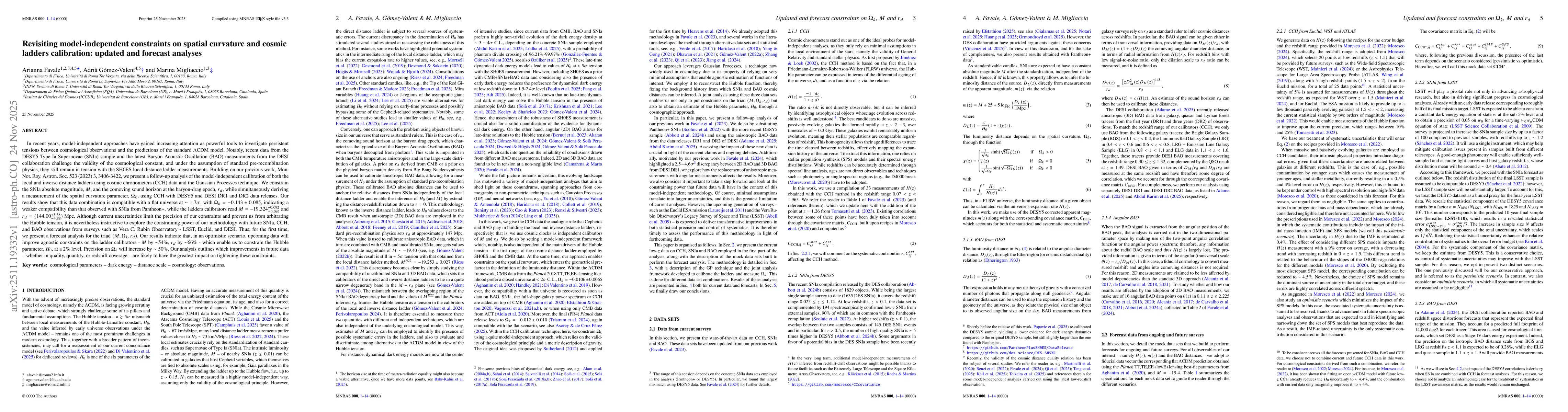 Thumbnail for Revisiting model-independent constraints on spatial curvature and cosmic ladders calibration: updated and forecast analyses