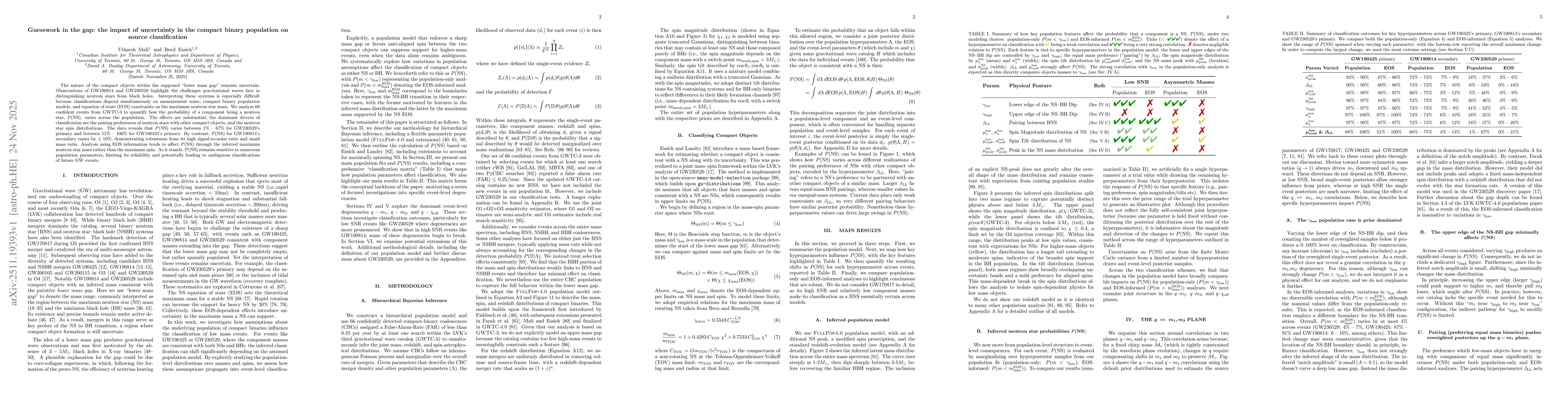 Thumbnail for Guesswork in the gap: the impact of uncertainty in the compact binary population on source classification
