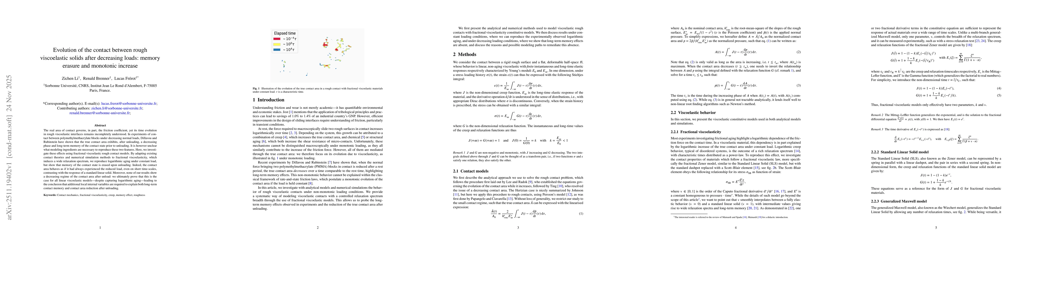 Thumbnail for Evolution of the contact between rough viscoelastic solids after decreasing loads: memory erasure and monotonic increase