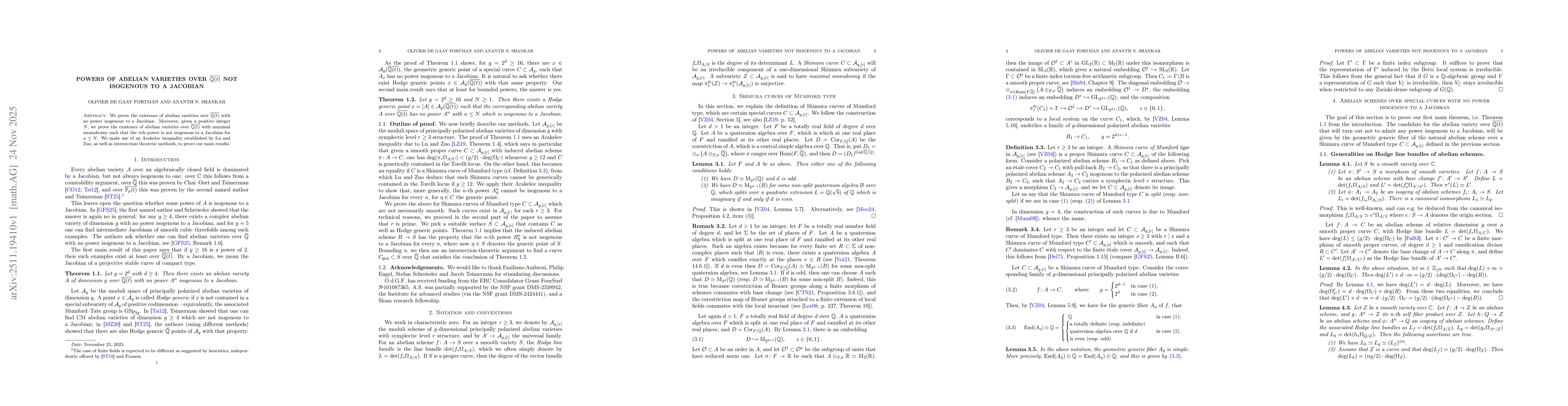 Thumbnail for Powers of abelian varieties over $\overline{\mathbb Q(t)}$ not isogenous to a Jacobian