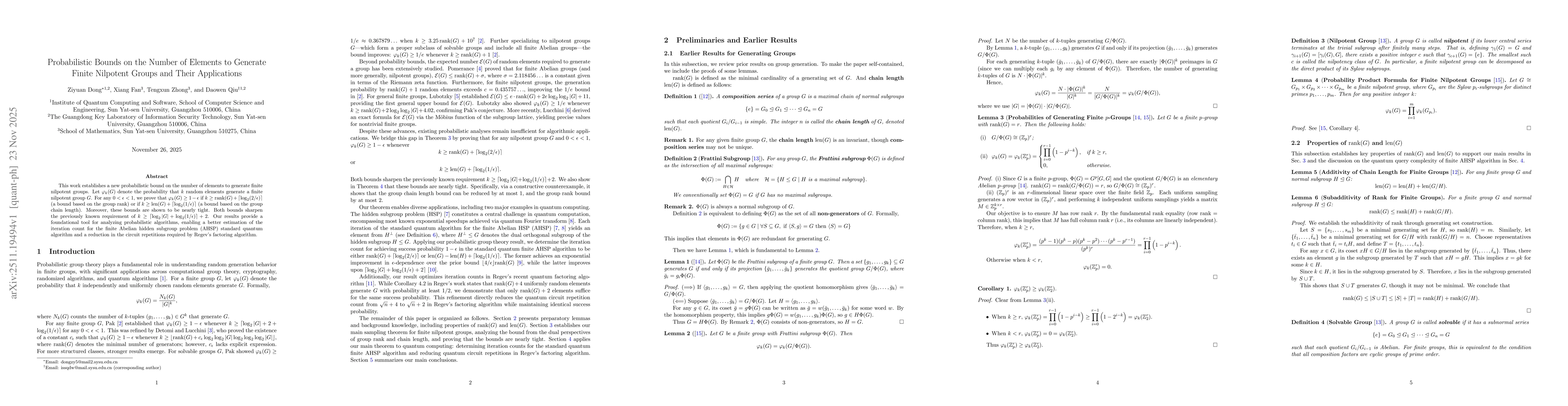 Thumbnail for Probabilistic Bounds on the Number of Elements to Generate Finite Nilpotent Groups and Their Applications