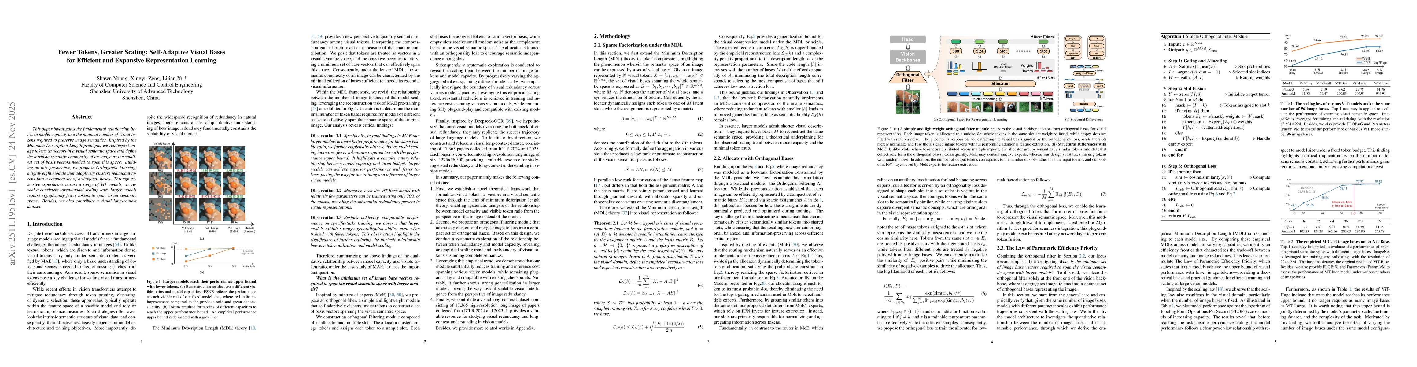 Thumbnail for Fewer Tokens, Greater Scaling: Self-Adaptive Visual Bases for Efficient and Expansive Representation Learning