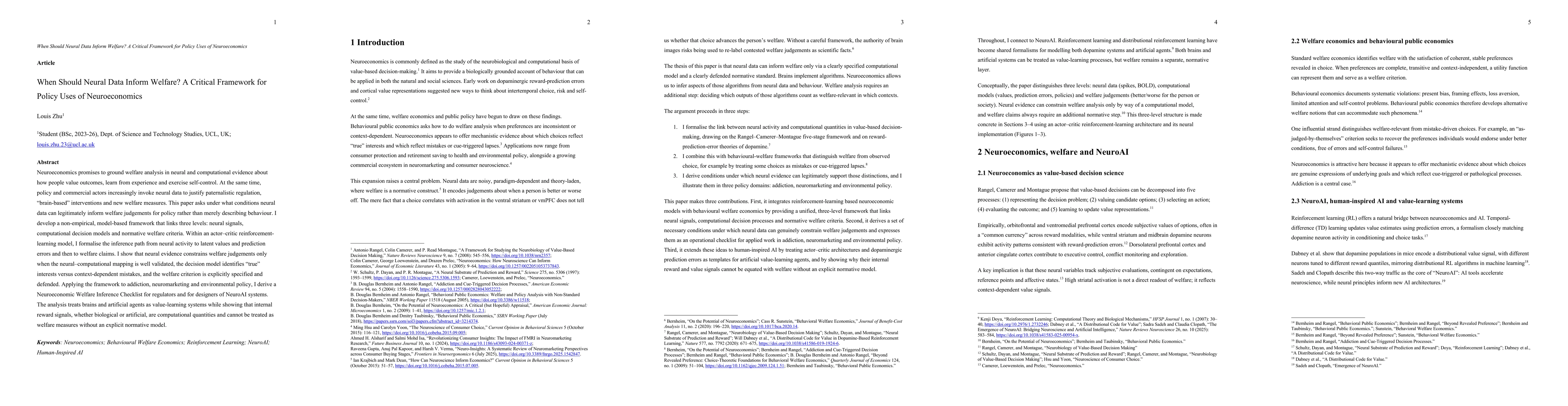 Thumbnail for When Should Neural Data Inform Welfare? A Critical Framework for Policy Uses of Neuroeconomics