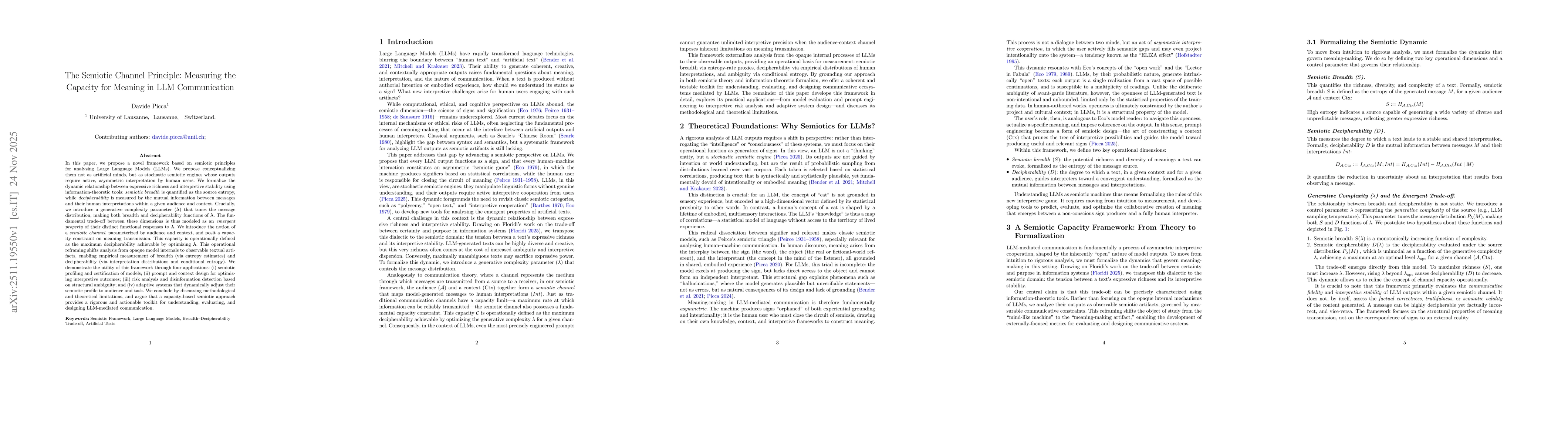 Thumbnail for The Semiotic Channel Principle: Measuring the Capacity for Meaning in LLM Communication