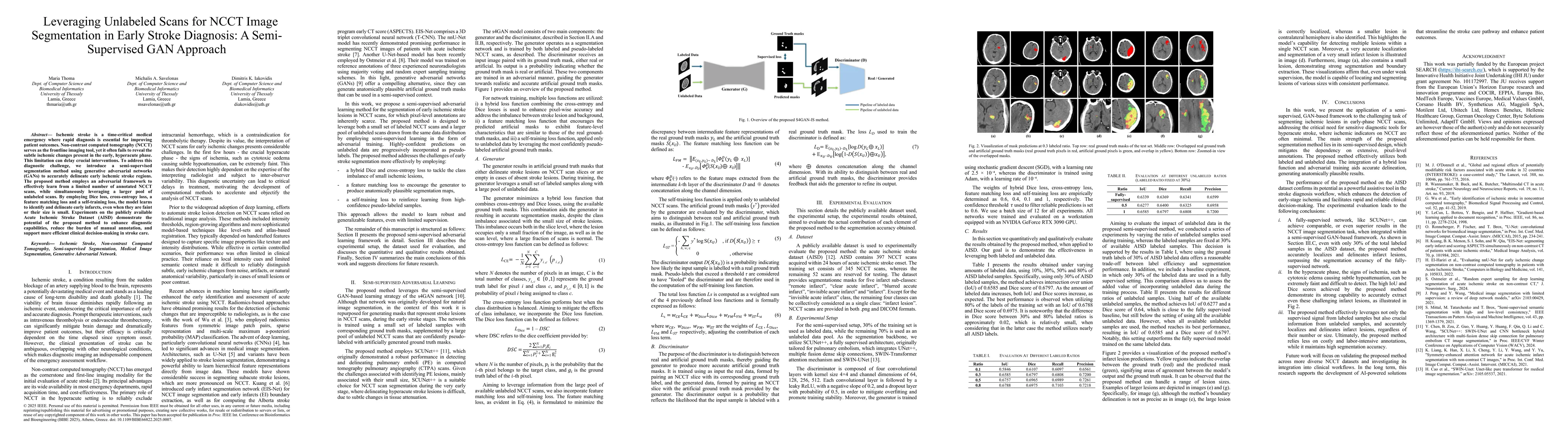 Thumbnail for Leveraging Unlabeled Scans for NCCT Image Segmentation in Early Stroke Diagnosis: A Semi-Supervised GAN Approach