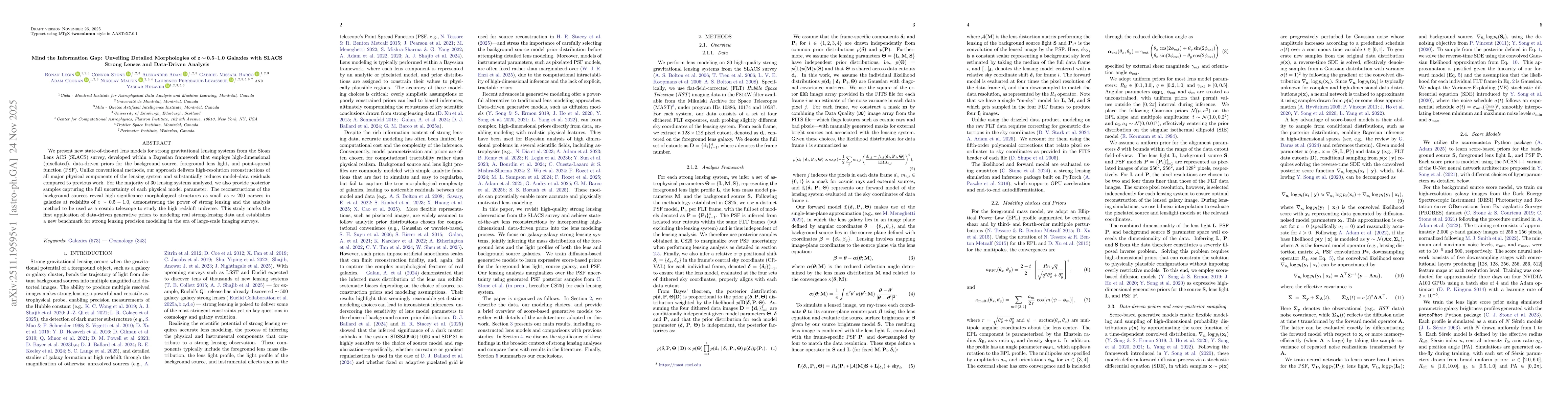 Thumbnail for Mind the Information Gap: Unveiling Detailed Morphologies of z 0.5-1.0 Galaxies with SLACS Strong Lenses and Data-Driven Analysis