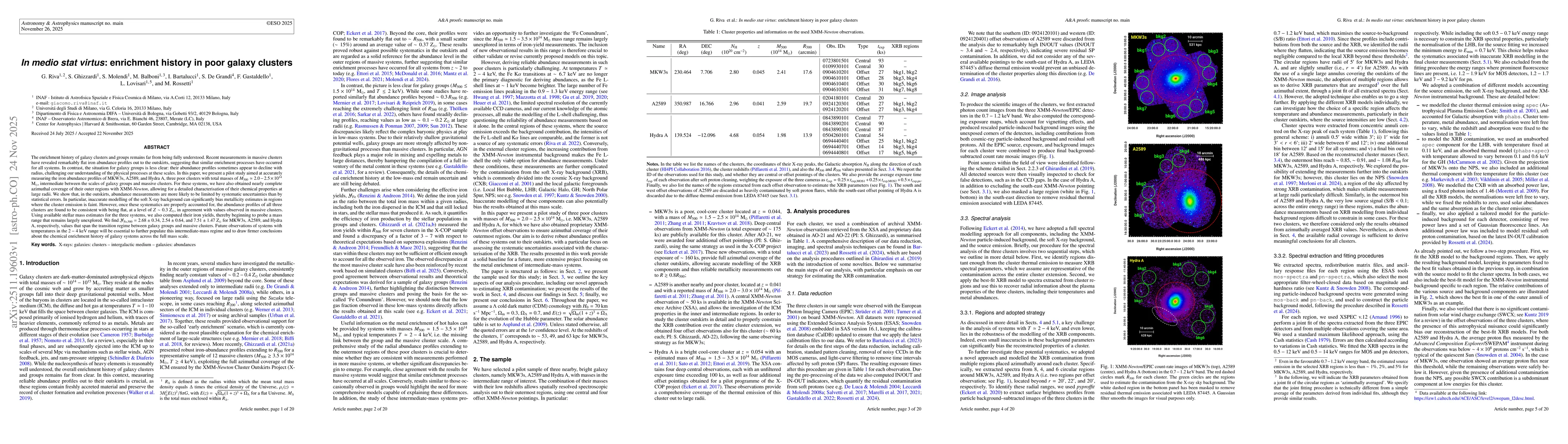 Thumbnail for In medio stat virtus: enrichment history in poor galaxy clusters