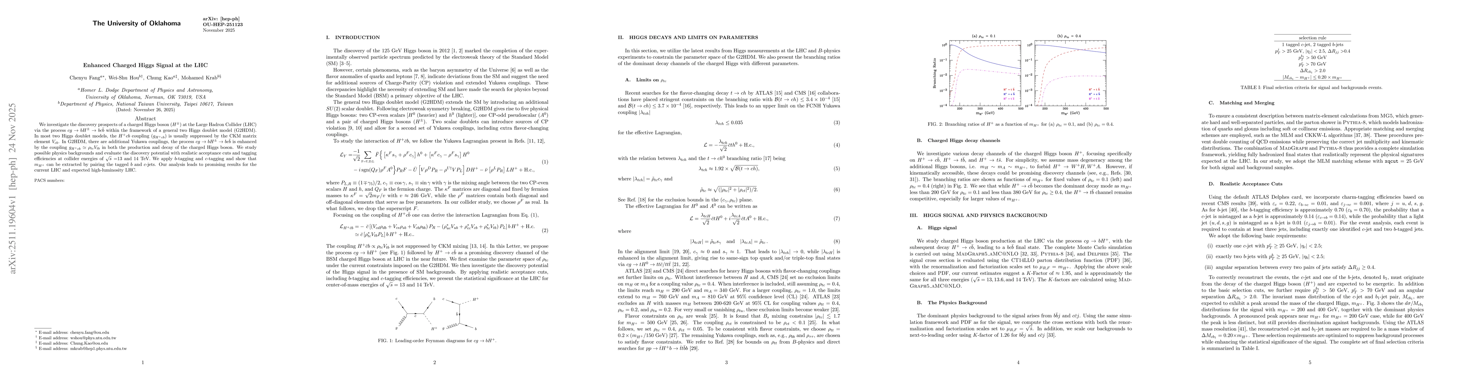 Thumbnail for Enhanced Charged Higgs Signal at the LHC