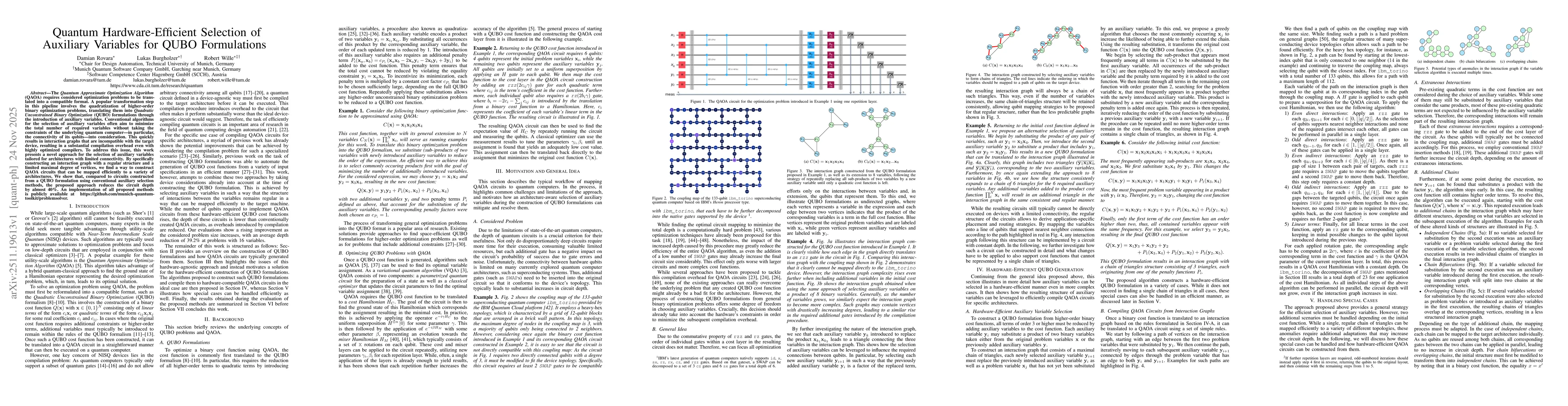 Thumbnail for Quantum Hardware-Efficient Selection of Auxiliary Variables for QUBO Formulations