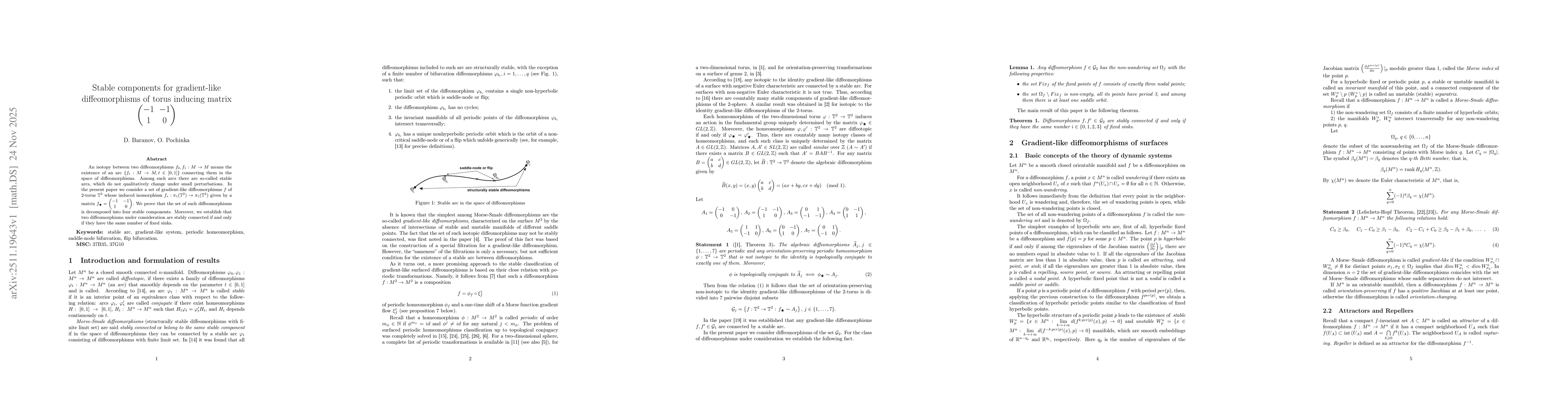 Thumbnail for Stable components for gradient-like diffeomorphisms of torus inducing matrix $\begin{pmatrix} -1 & -1\cr 1& 0\end{pmatrix}$